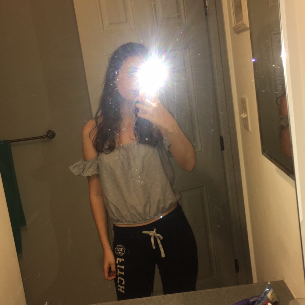 Brandy Melville Off the Shoulder Blue Top